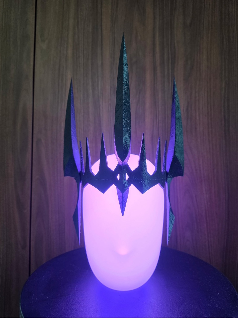Matte Black Spiked Fantasy Crown with Purple Glow